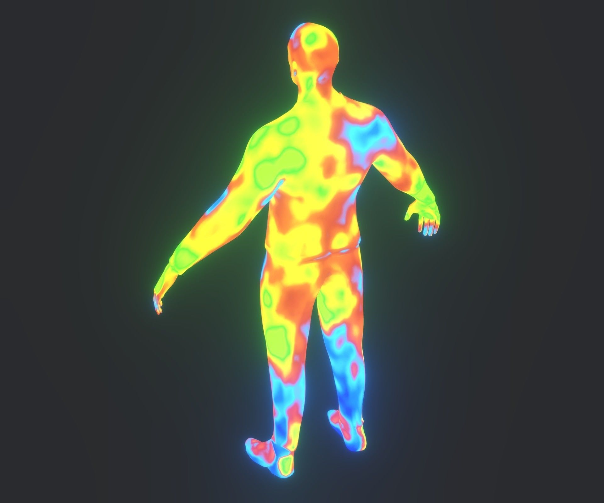 Human Thermal Image Heatmap Male 3D Model Low-poly 3D model_12