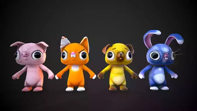 Stylized Animal Characters Low-poly 3D model Stylized Animal Characters Low-poly 3D model