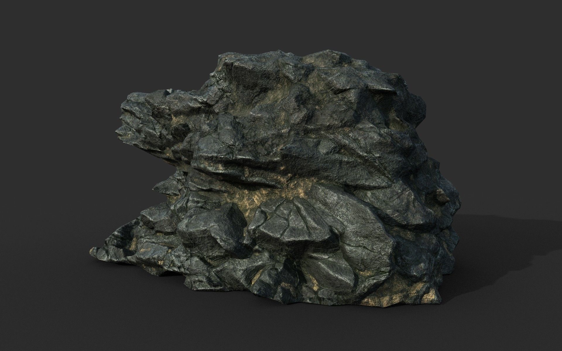 Low poly Black Beach Rock Collection 2 210210 Low-poly 3D model_12