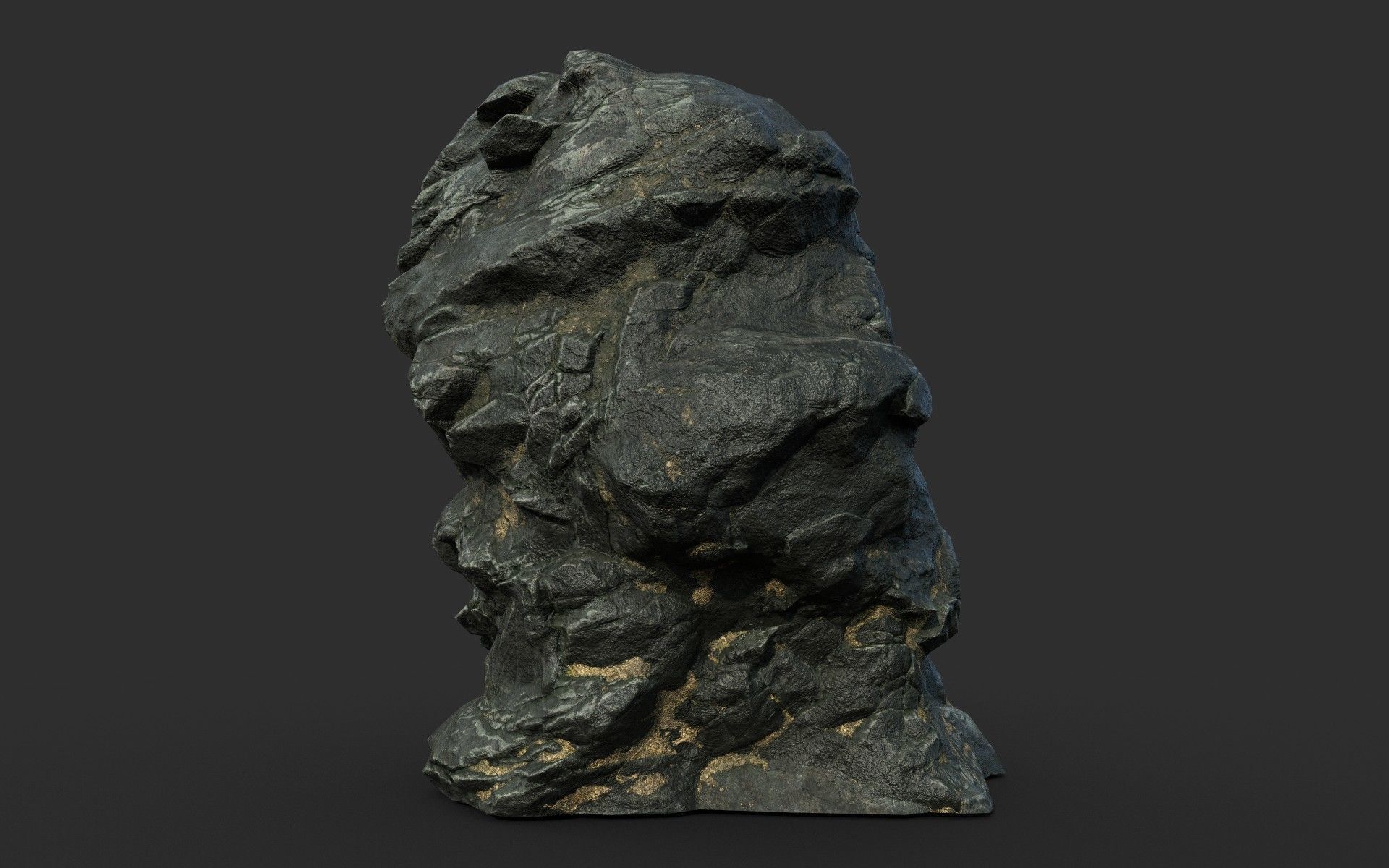 Low poly Black Beach Rock Collection 2 210210 Low-poly 3D model_38