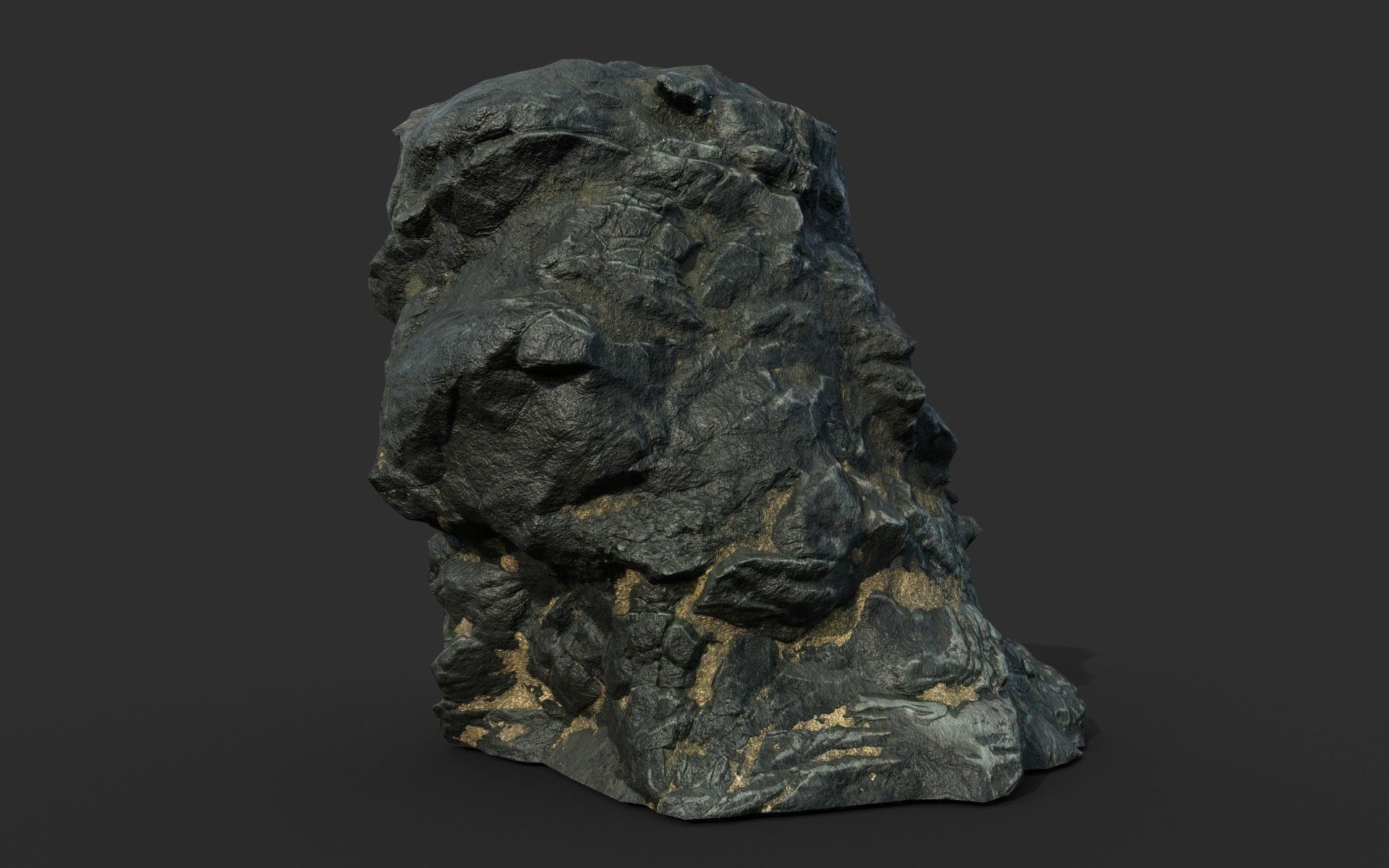 Low poly Black Beach Rock Collection 2 210210 Low-poly 3D model_39