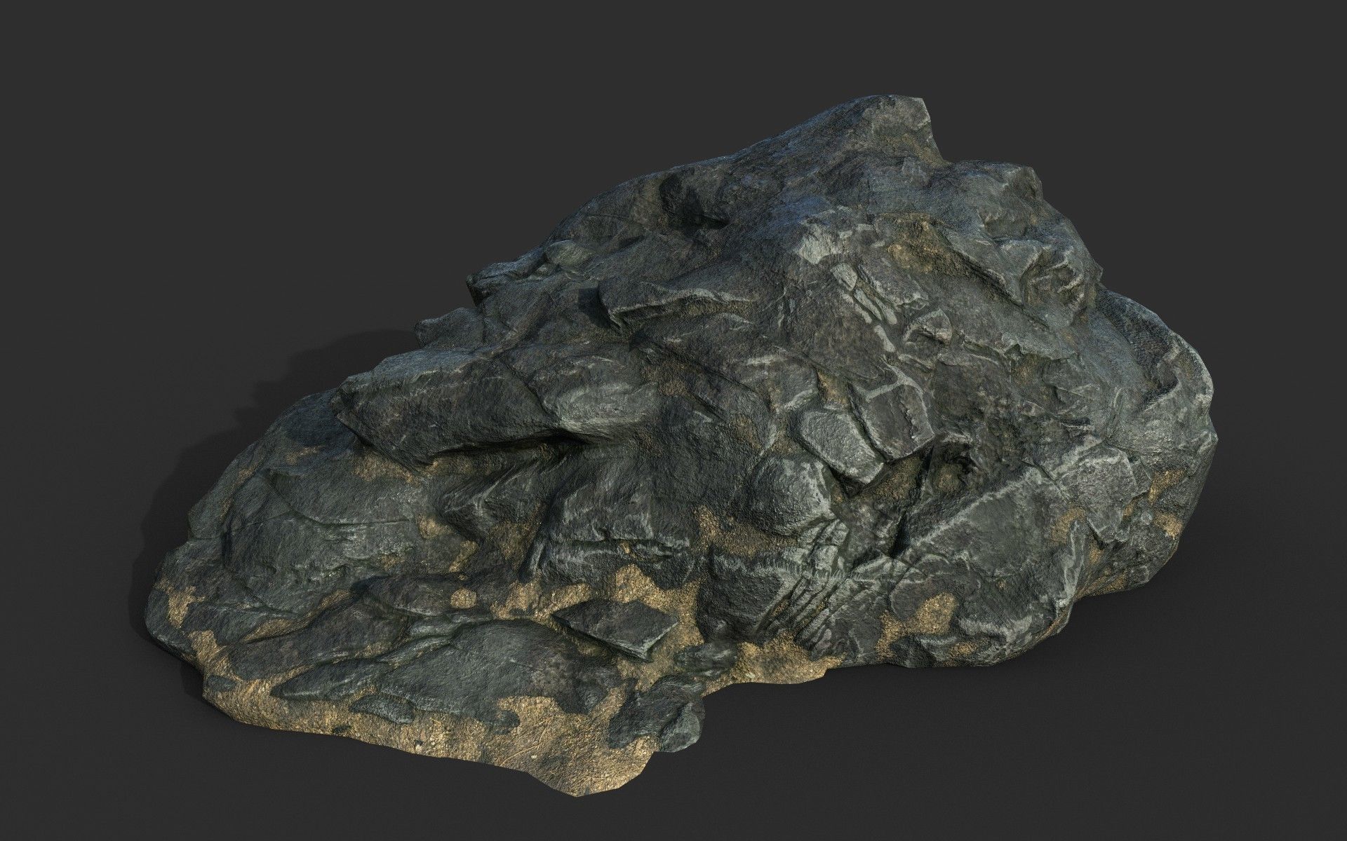Low poly Black Beach Rock Collection 2 210210 Low-poly 3D model_7