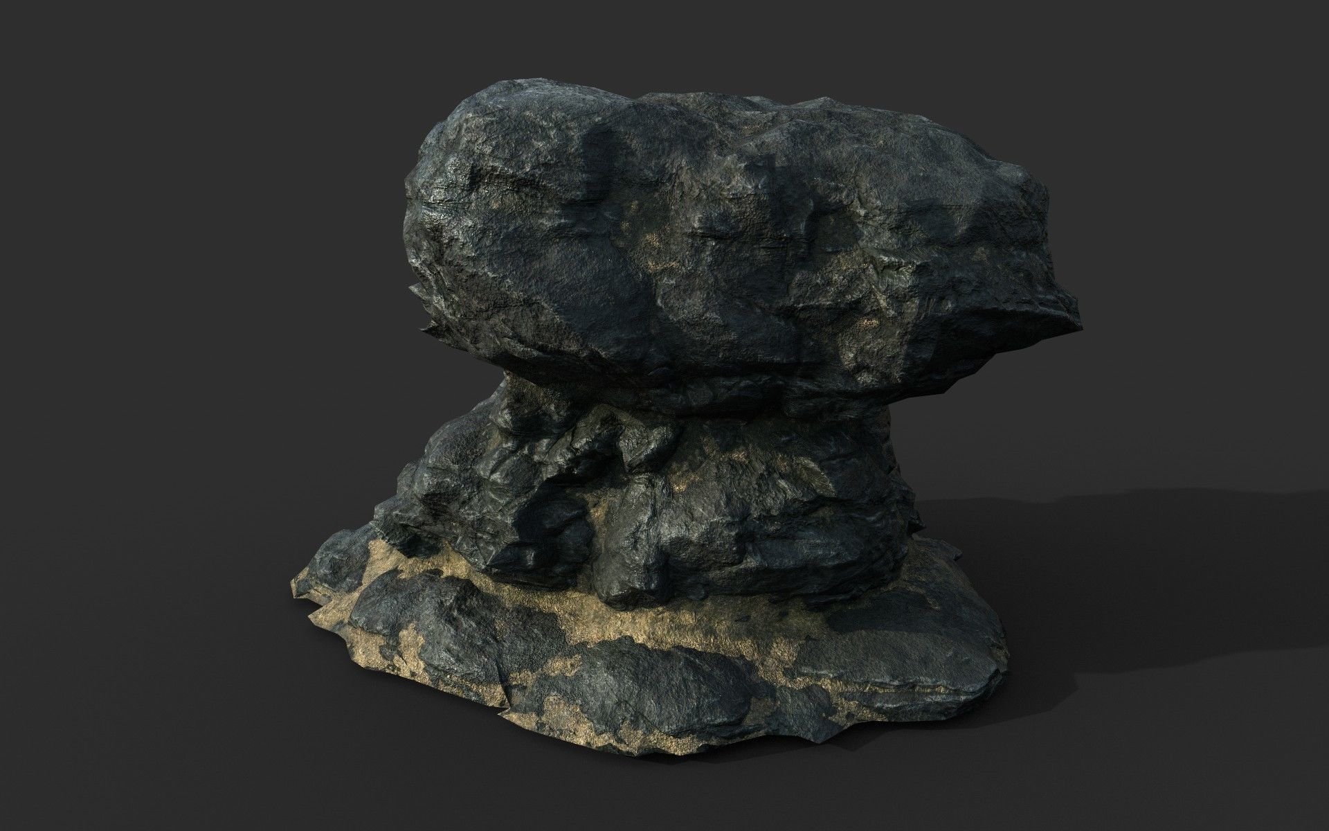 Low poly Black Beach Rock Collection 2 210210 Low-poly 3D model_48