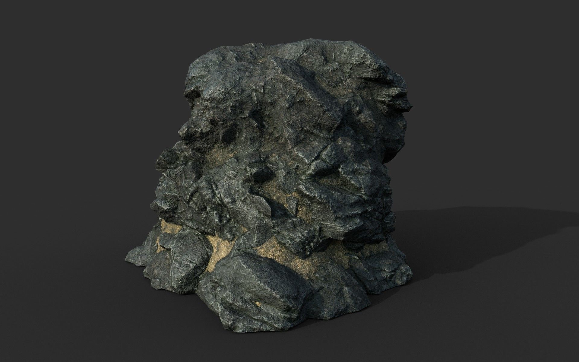 Low poly Black Beach Rock Collection 2 210210 Low-poly 3D model_42