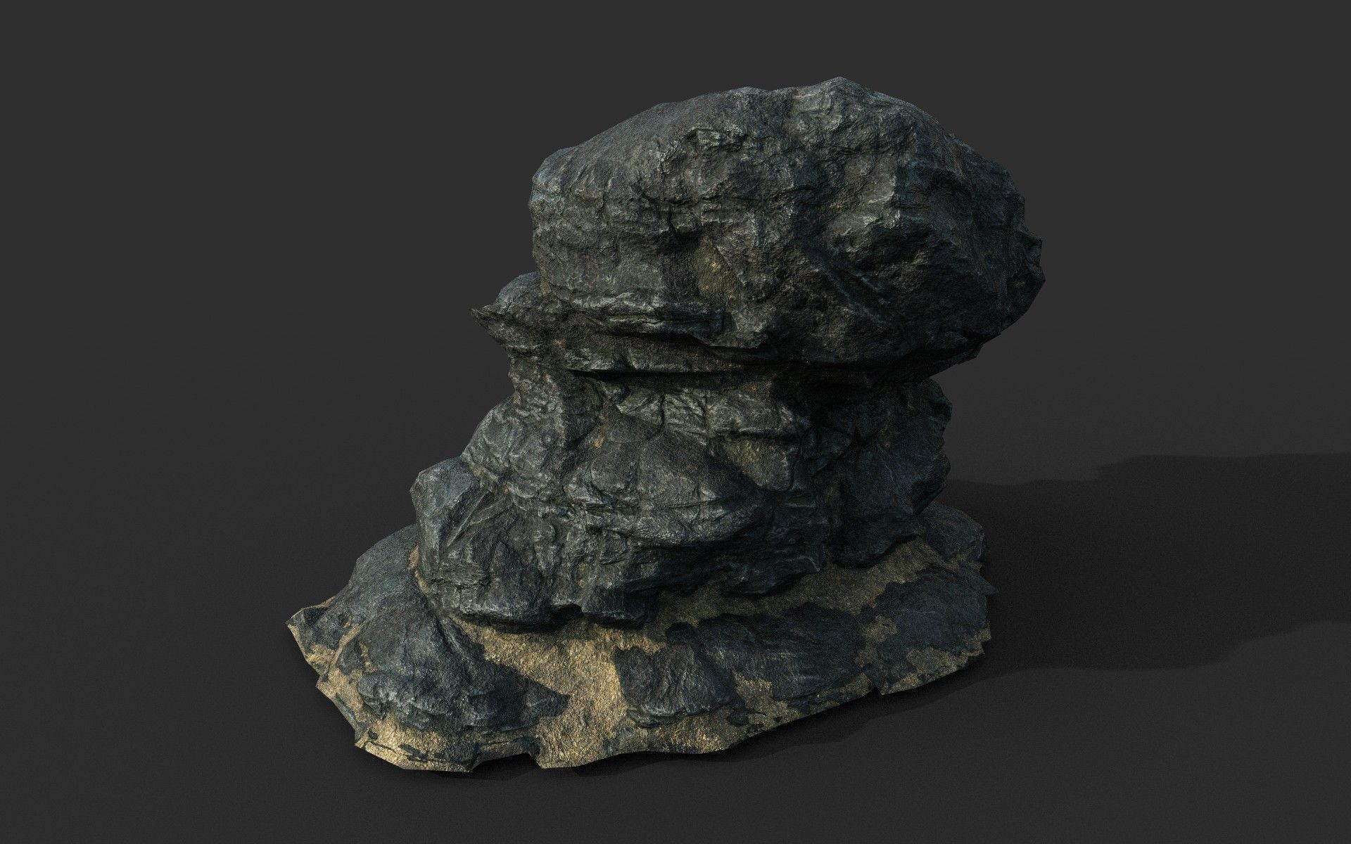 Low poly Black Beach Rock Collection 2 210210 Low-poly 3D model_47