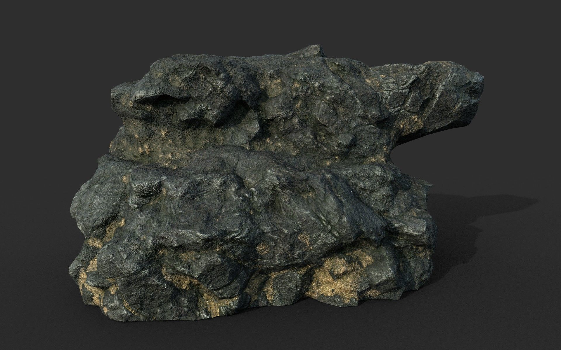 Low poly Black Beach Rock Collection 2 210210 Low-poly 3D model_13