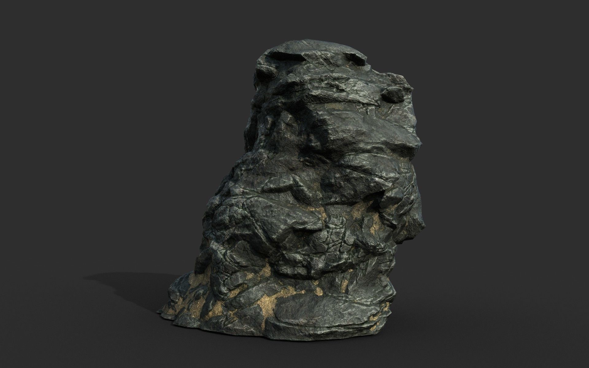 Low poly Black Beach Rock Collection 2 210210 Low-poly 3D model_37