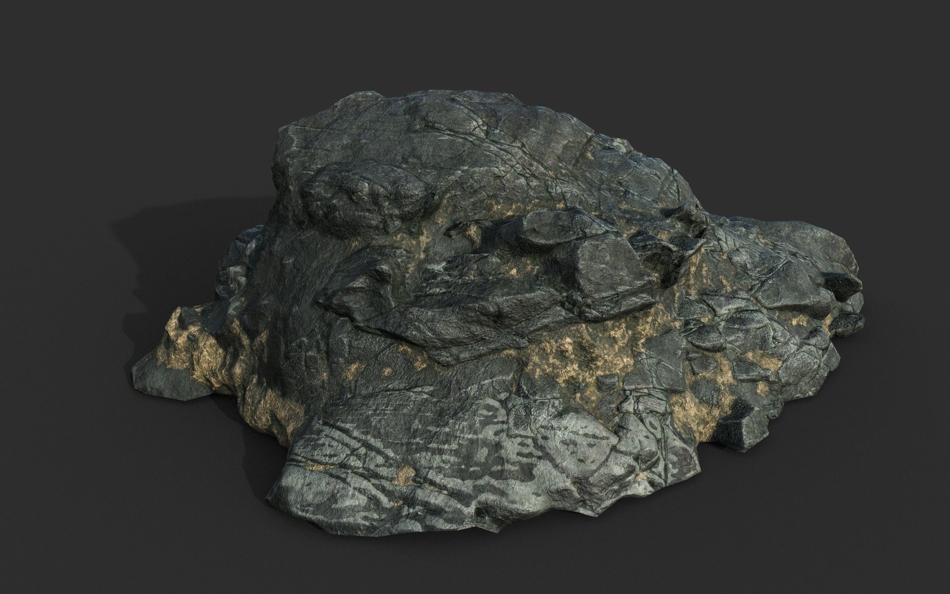Low poly Black Beach Rock Collection 2 210210 Low-poly 3D model_19