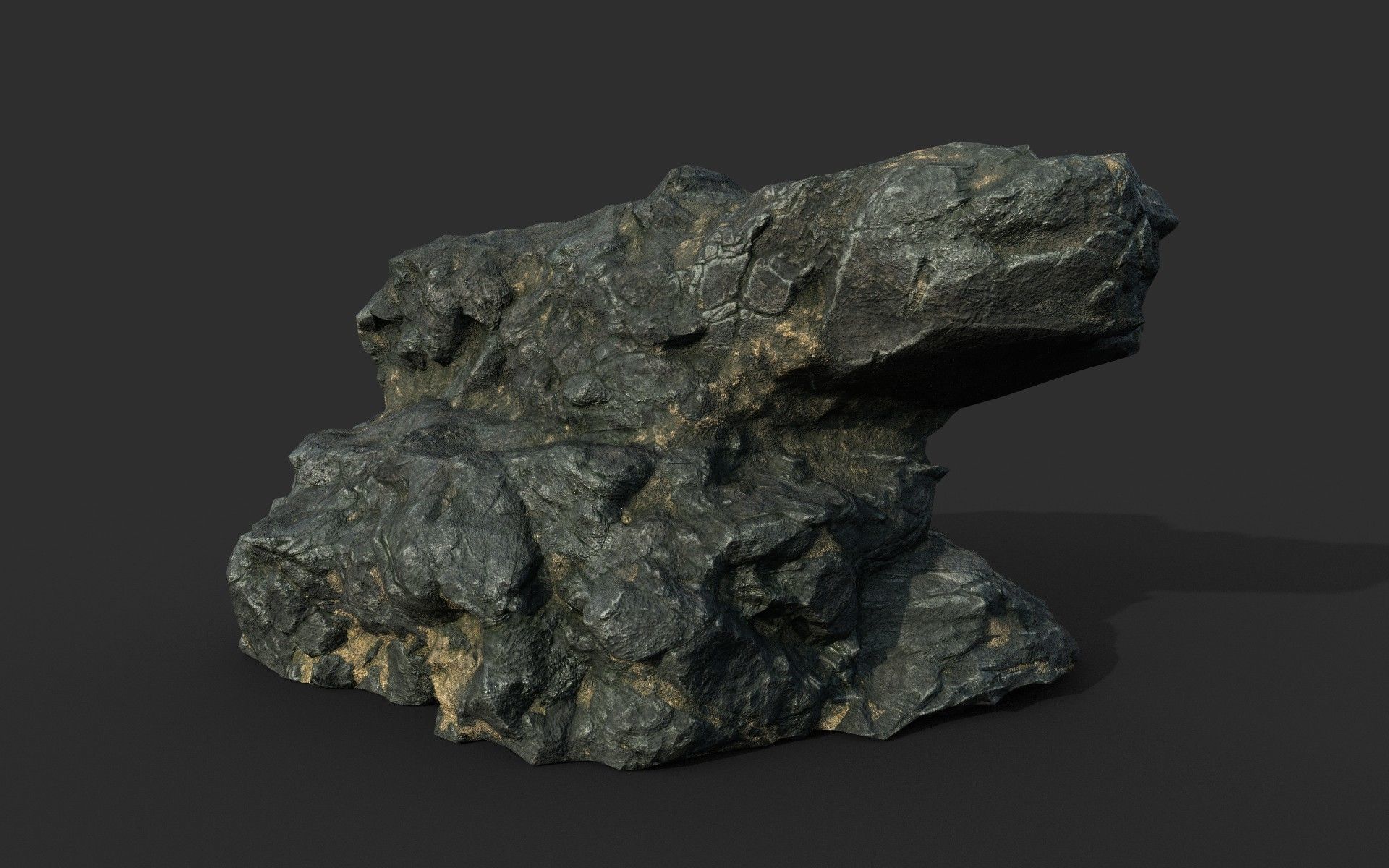 Low poly Black Beach Rock Collection 2 210210 Low-poly 3D model_14