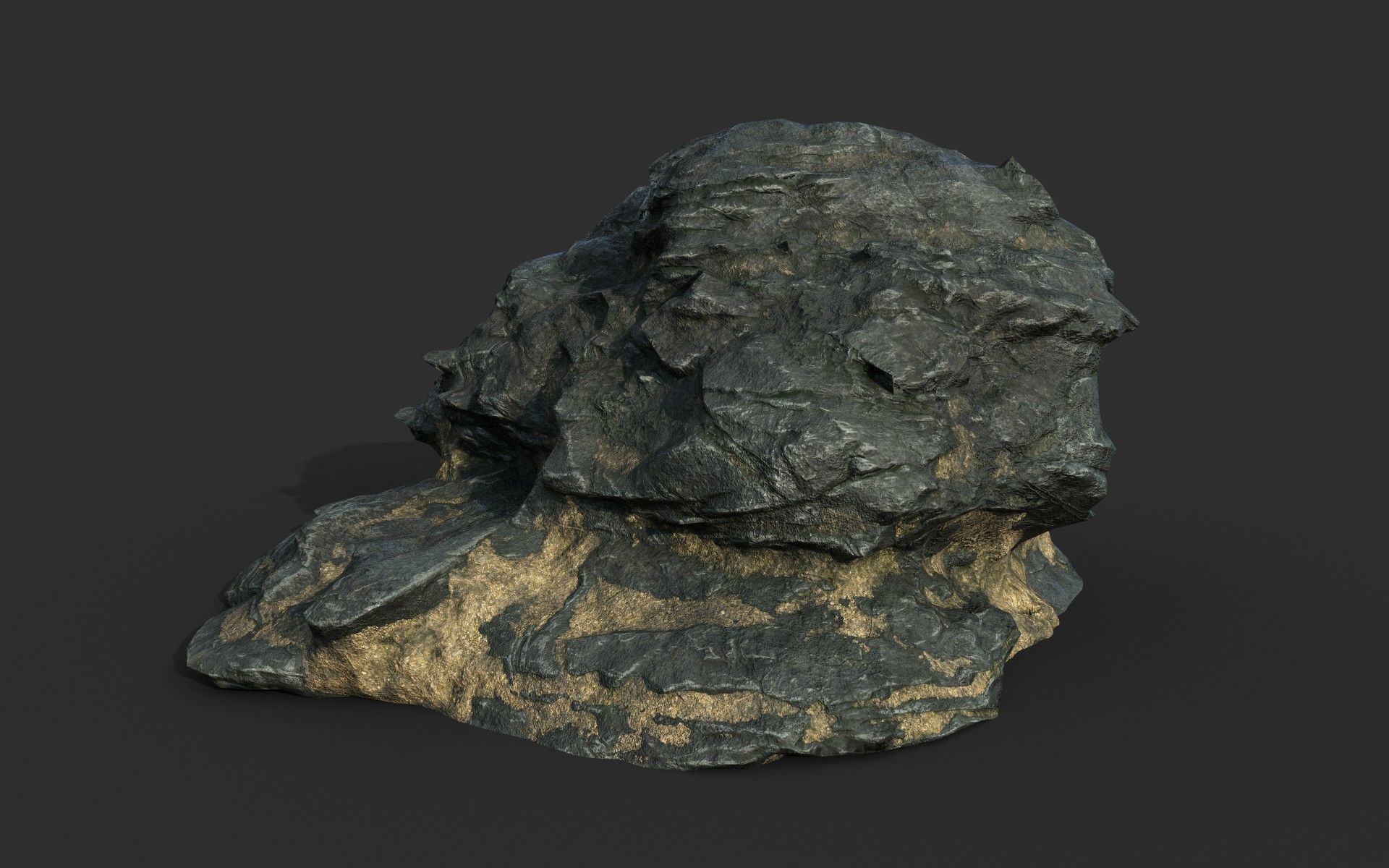 Low poly Black Beach Rock Collection 2 210210 Low-poly 3D model_32