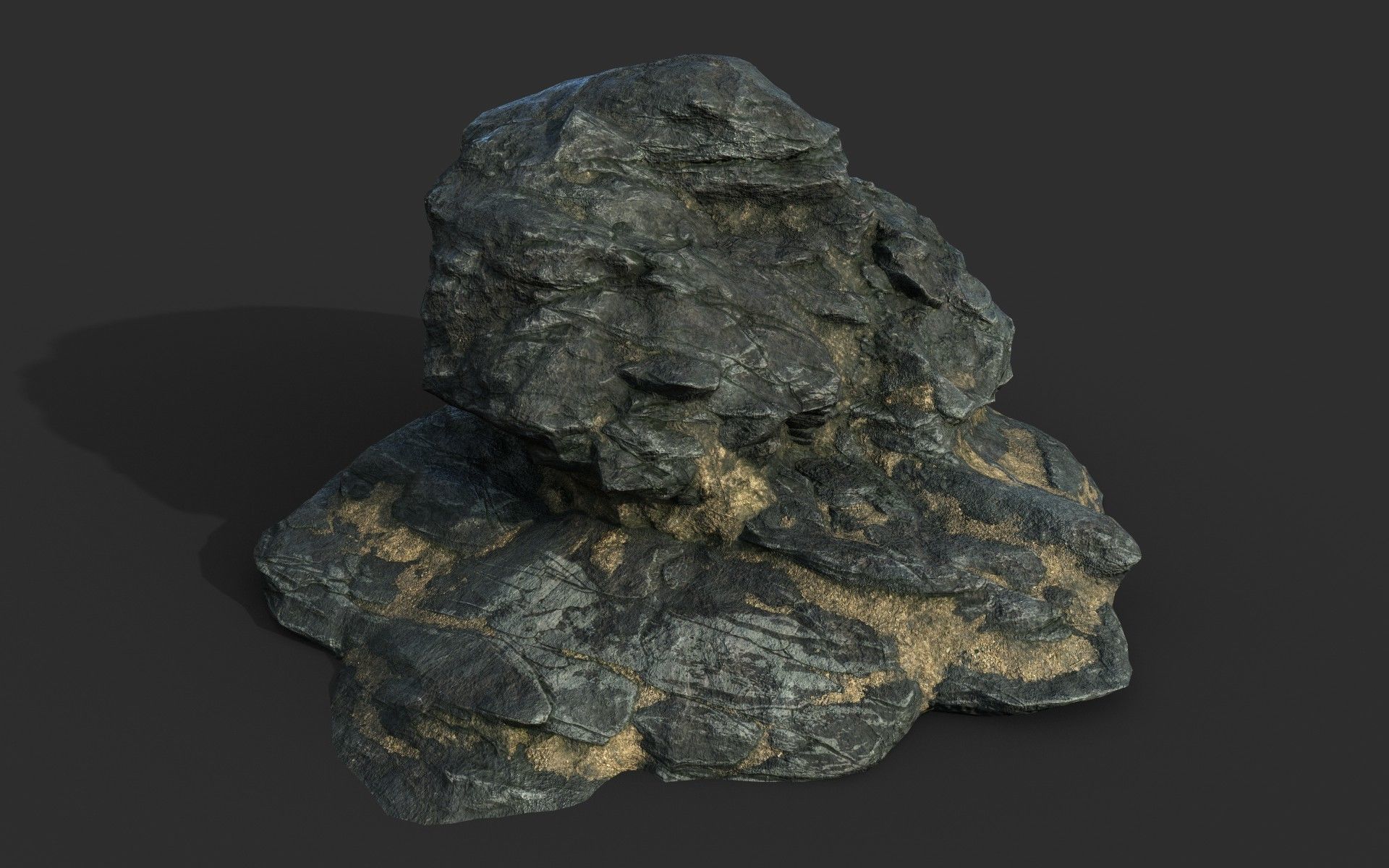Low poly Black Beach Rock Collection 2 210210 Low-poly 3D model_34