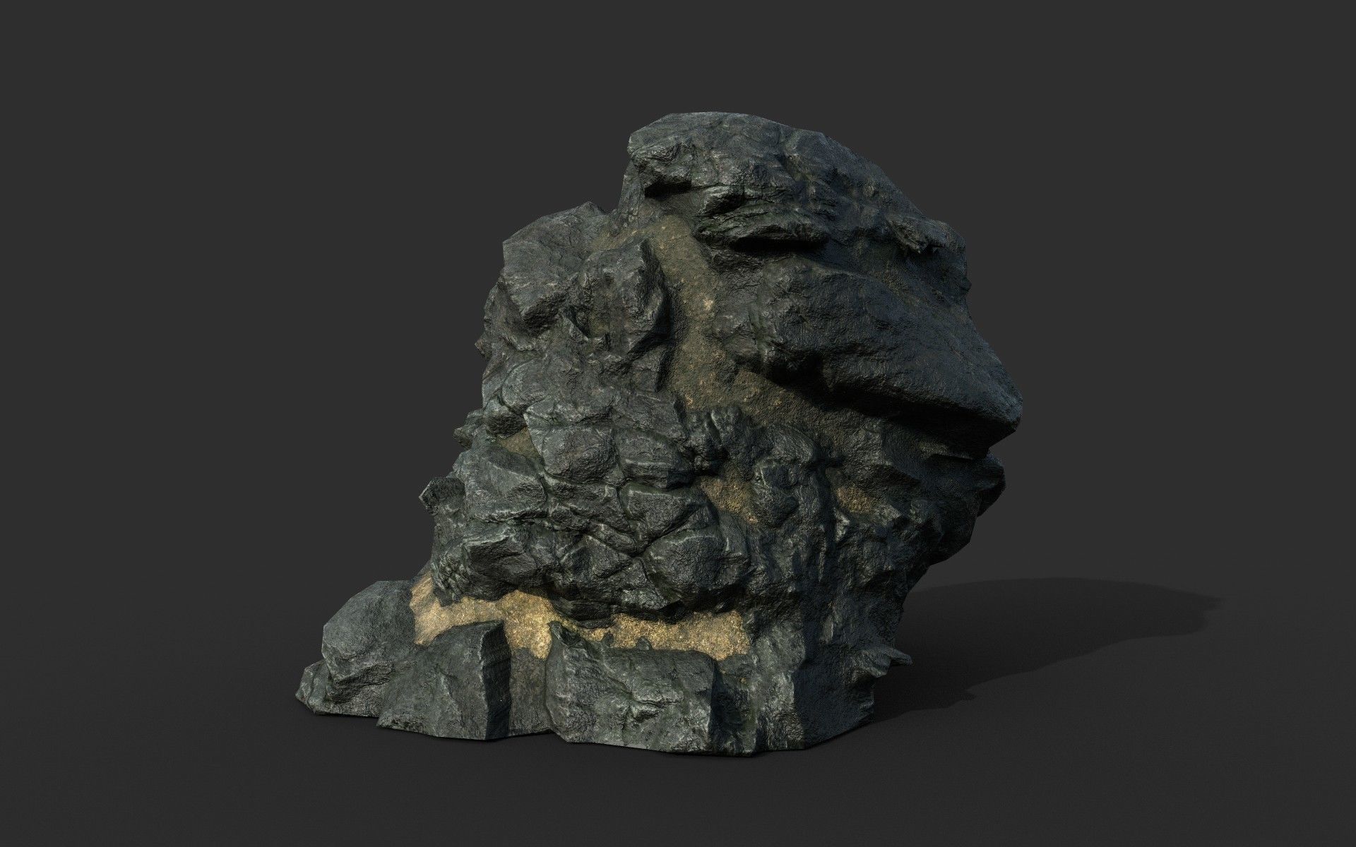 Low poly Black Beach Rock Collection 2 210210 Low-poly 3D model_43