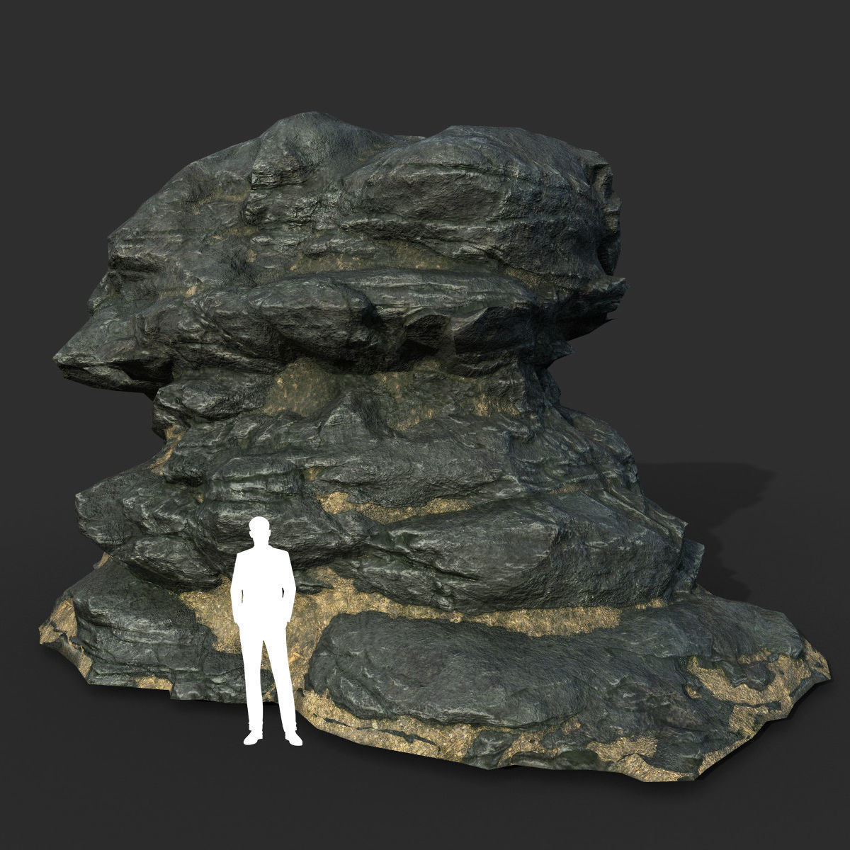 Low poly Black Beach Rock Collection 2 210210 Low-poly 3D model_46