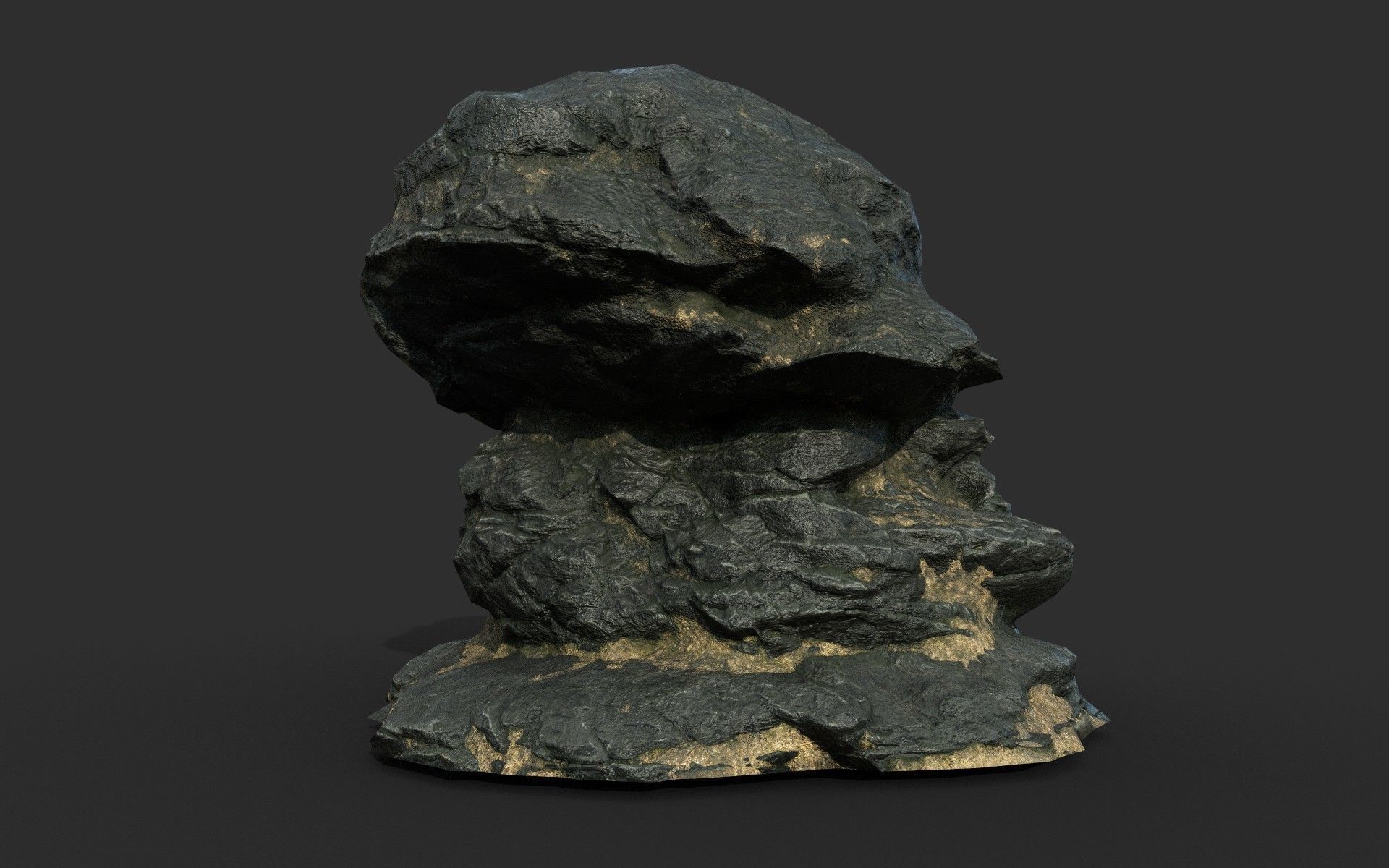 Low poly Black Beach Rock Collection 2 210210 Low-poly 3D model_49