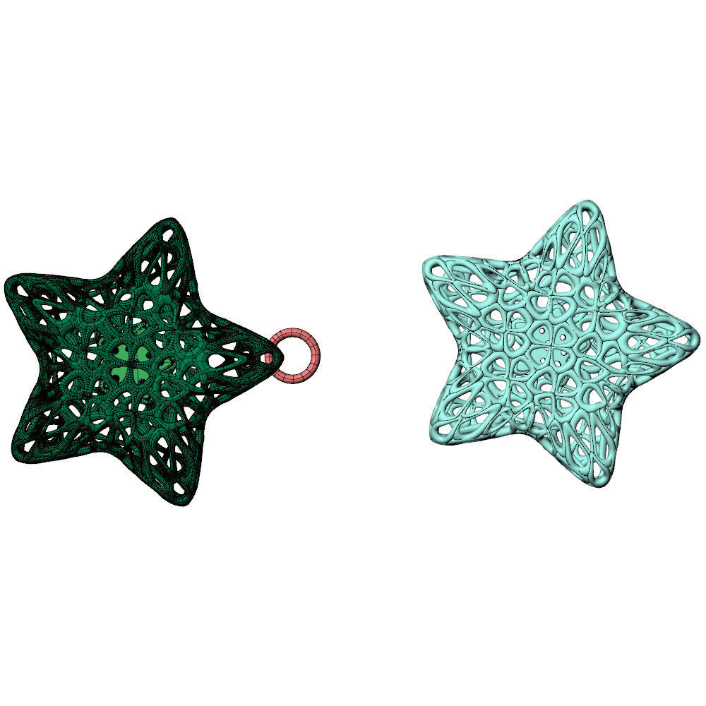 Wireframe Flowers Star Charms Pendant 3D print model_10