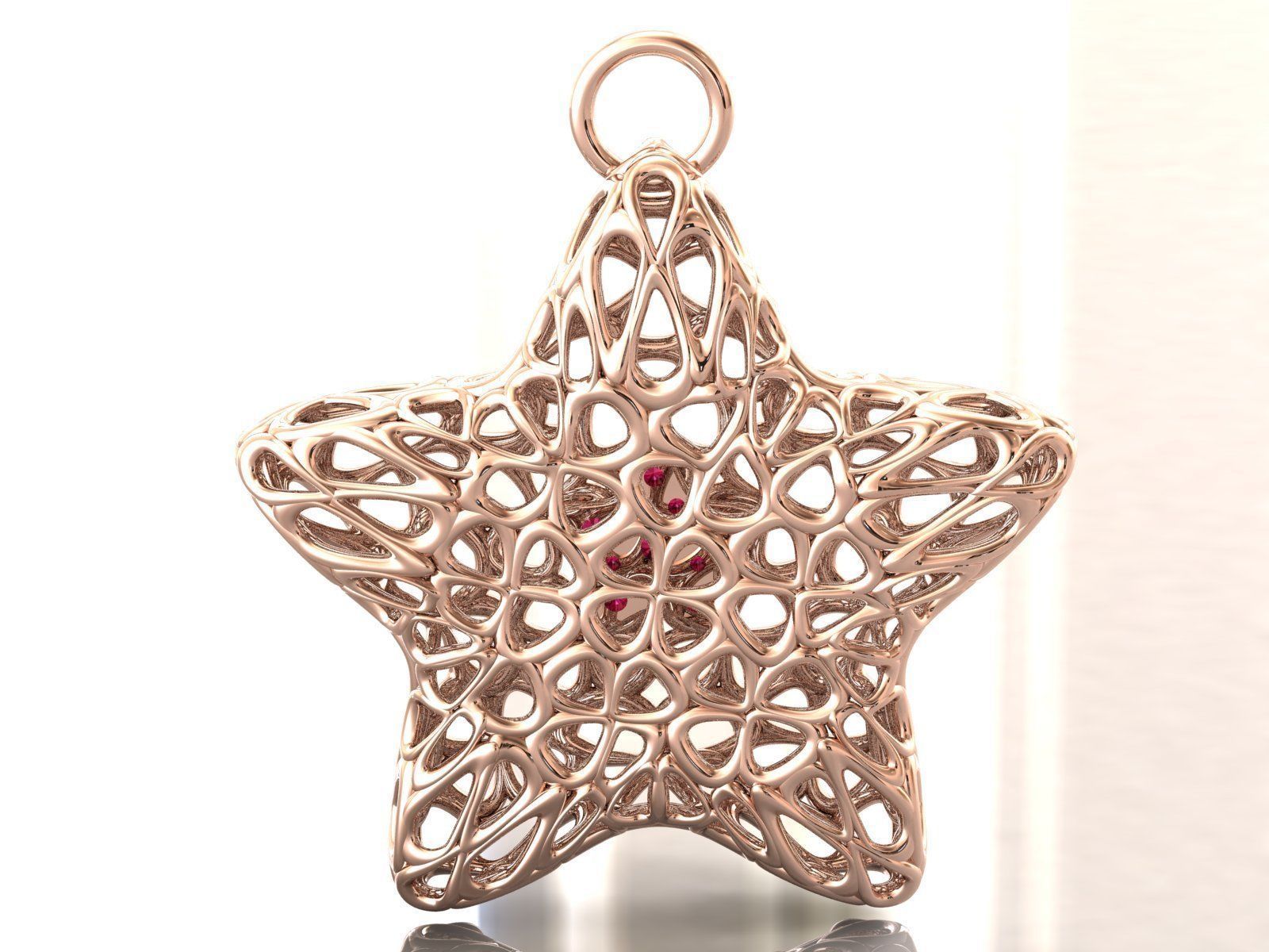 Wireframe Flowers Star Charms Pendant 3D print model_3