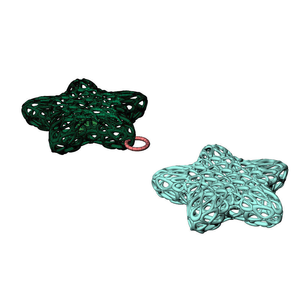 Wireframe Flowers Star Charms Pendant 3D print model_11