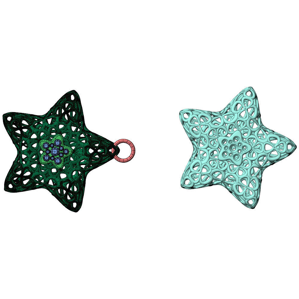Wireframe Flowers Star Charms Pendant 3D print model_7