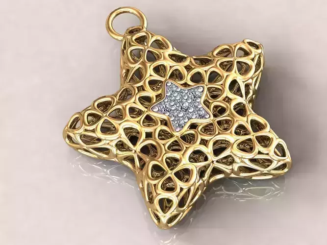 Wireframe Flowers Star Charms Pendant 3D print model