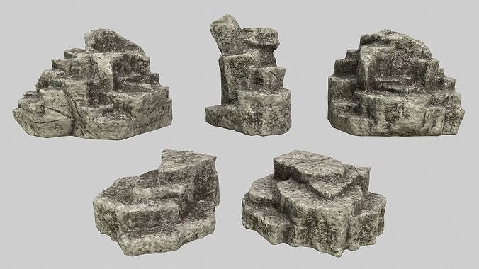 Rock Set Low-poly 3D model