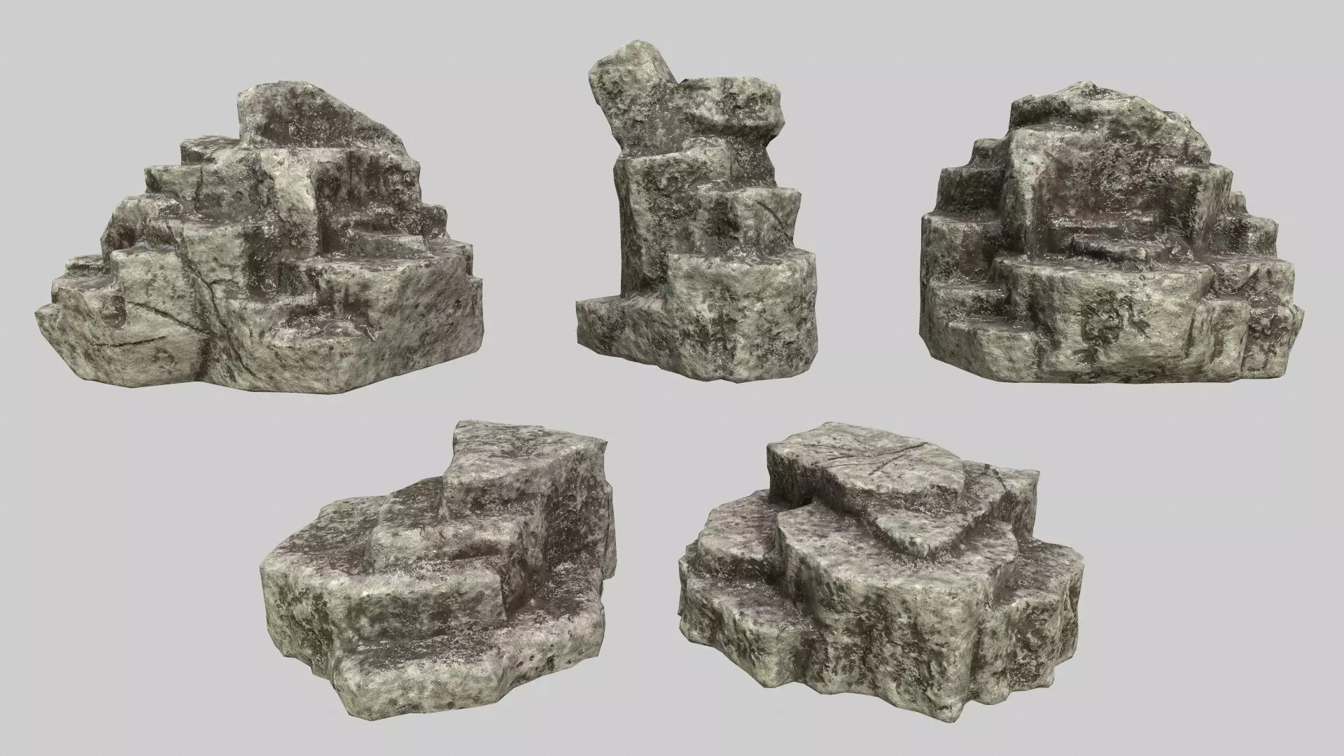 Rock Set Low-poly 3D model_0