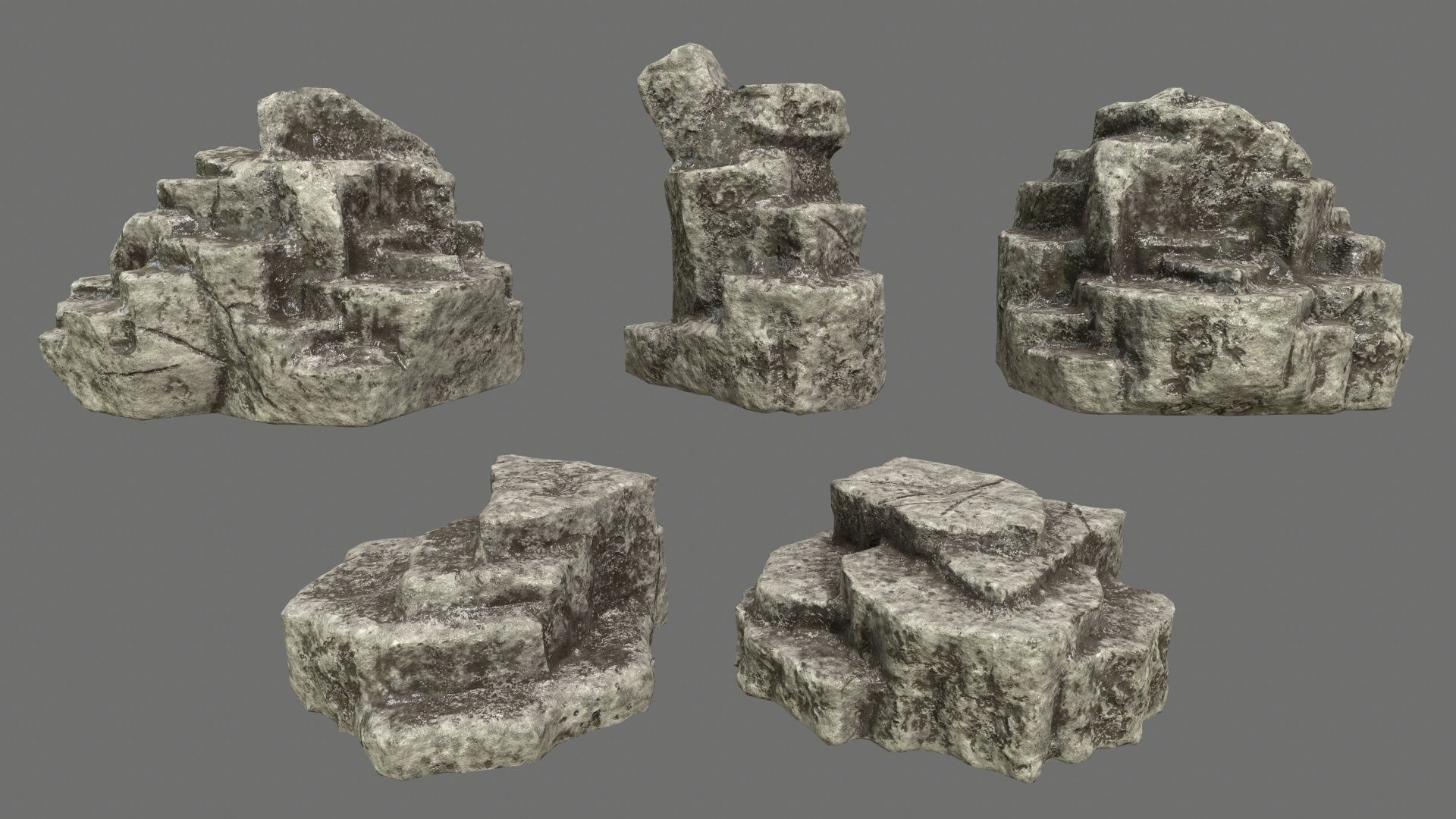 Rock Set Low-poly 3D model_1