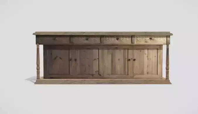 Contemporary bar counter in natural wood aged color