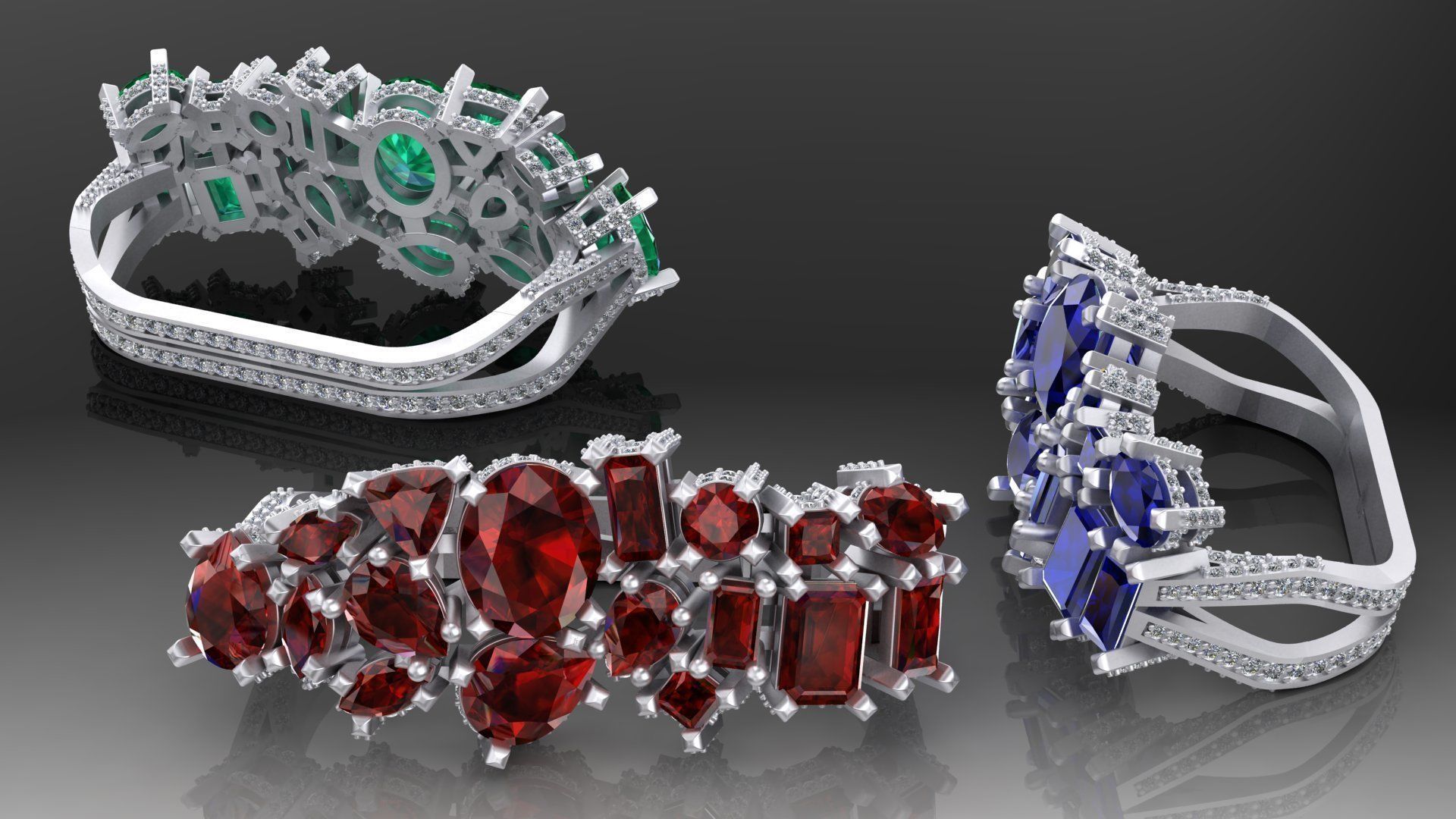 two finger Ring 3D print model_2