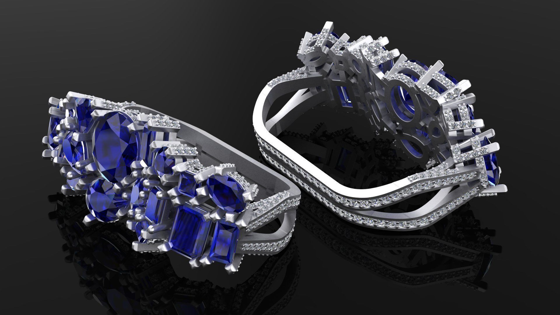two finger Ring 3D print model_1