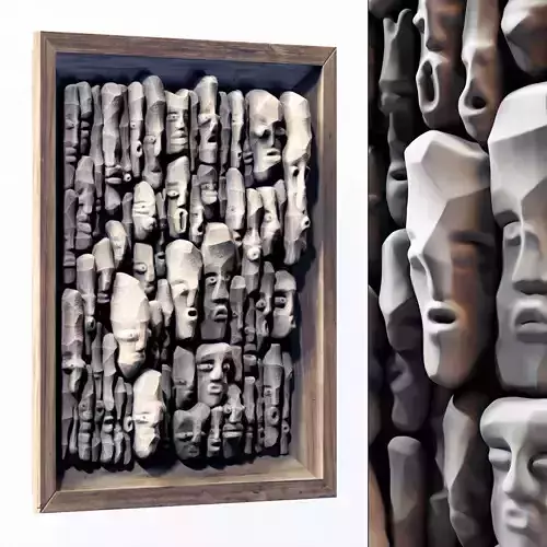 Wood faces panel decor n2
