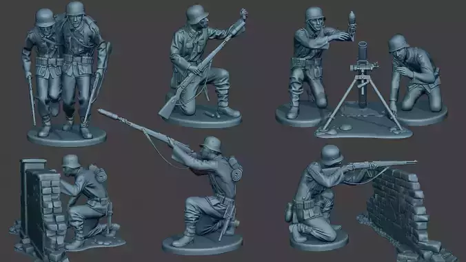 German soldiers ww2 G5 Pack1 3D Model Collection
