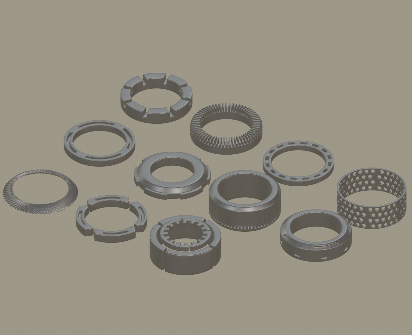 Mechanism rotating wheel Low-poly 3D model_3