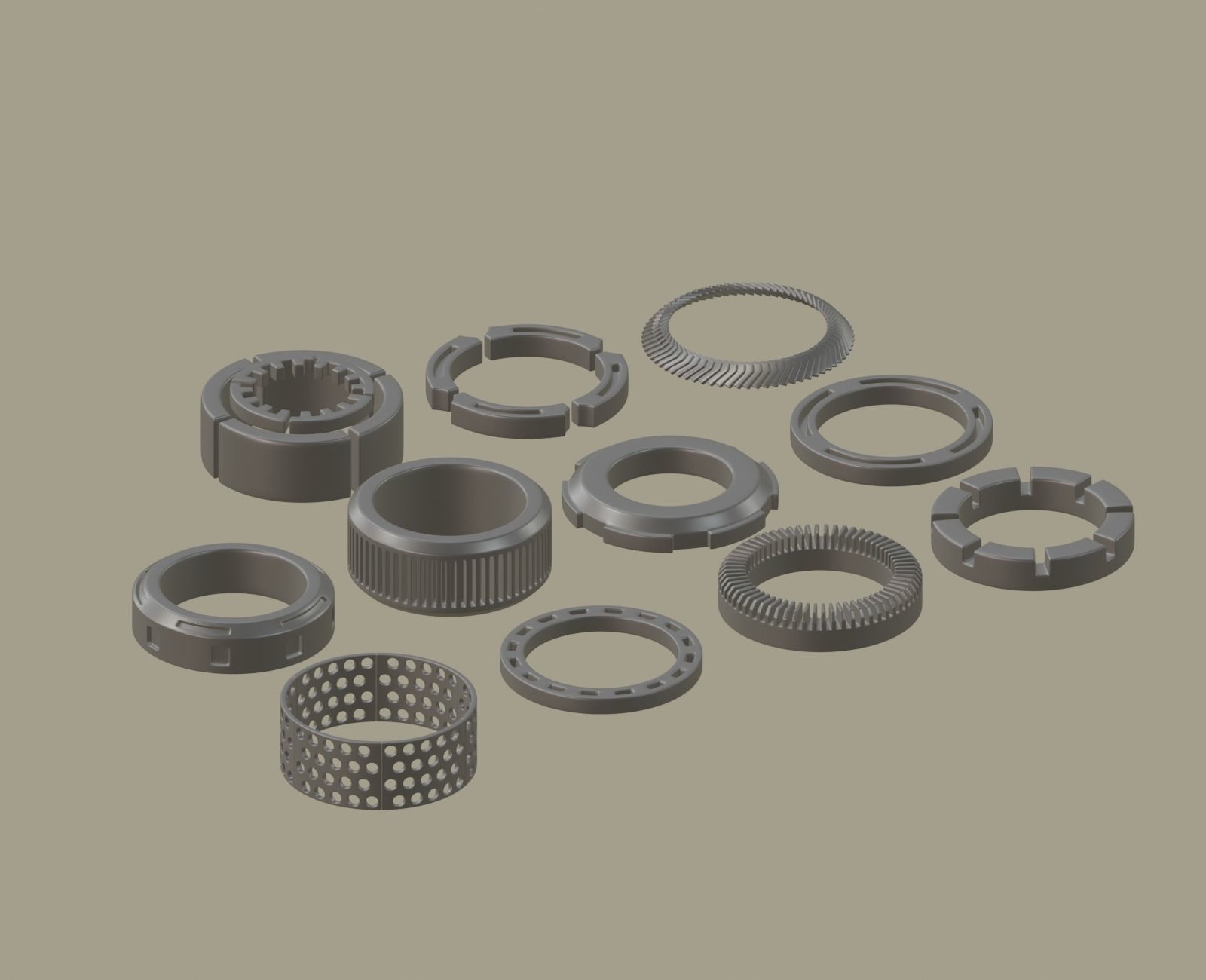 Mechanism rotating wheel Low-poly 3D model_5