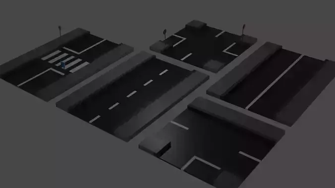 Low Poly City Roads Pack