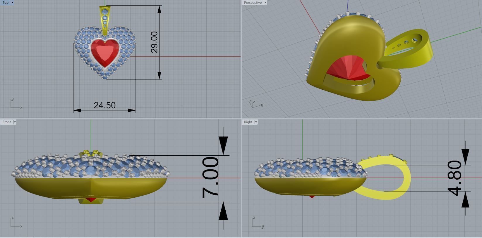 heart penndant 3D print model_4