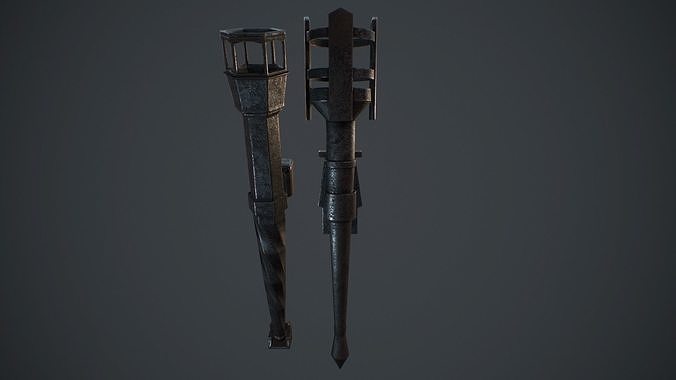 Medieval torch Free low-poly 3D model