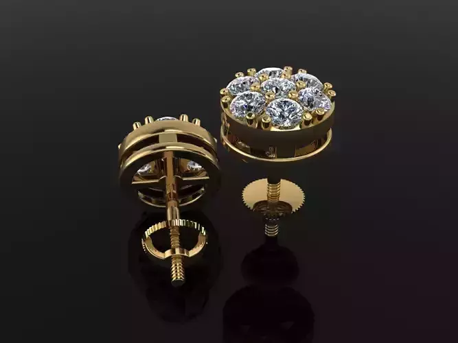 CLUSTER ROUND DOME EARRING 2MM50 3D print model