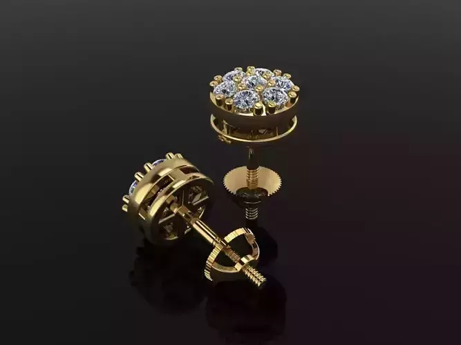 CLUSTER ROUND DOME EARRING 2MM 3D print model