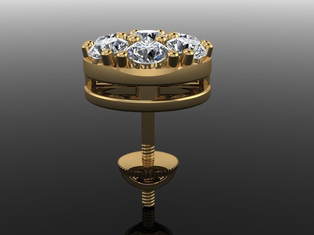 CLUSTER ROUND DOME EARRING 3MM 3D print model_3