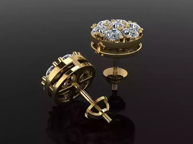CLUSTER ROUND DOME EARRING 3MM 3D print model
