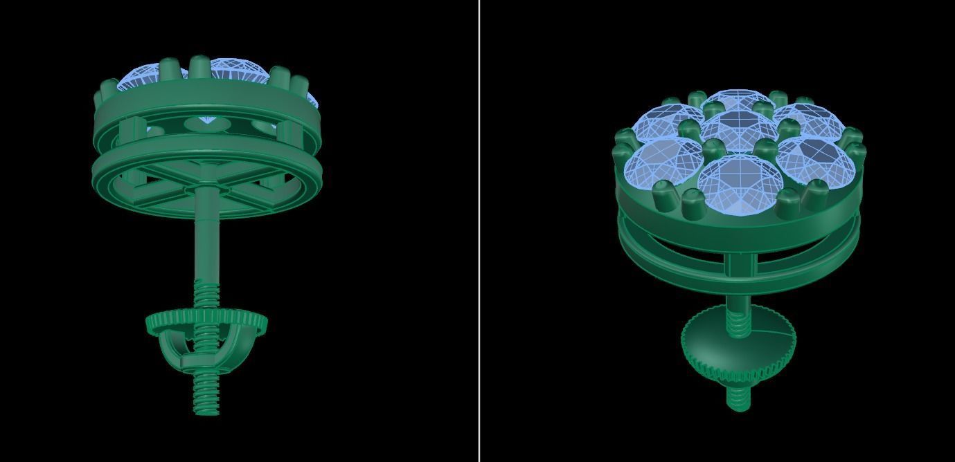 CLUSTER ROUND DOME EARRING 3MM 3D print model_11