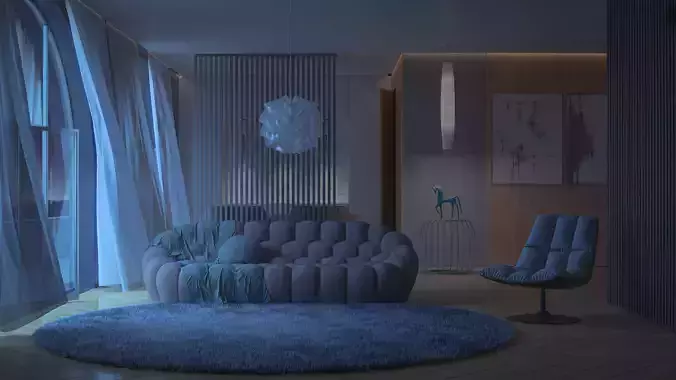 Nigth living room at night