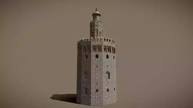 Torre Del Oro - Stylised  Low-poly 3D model