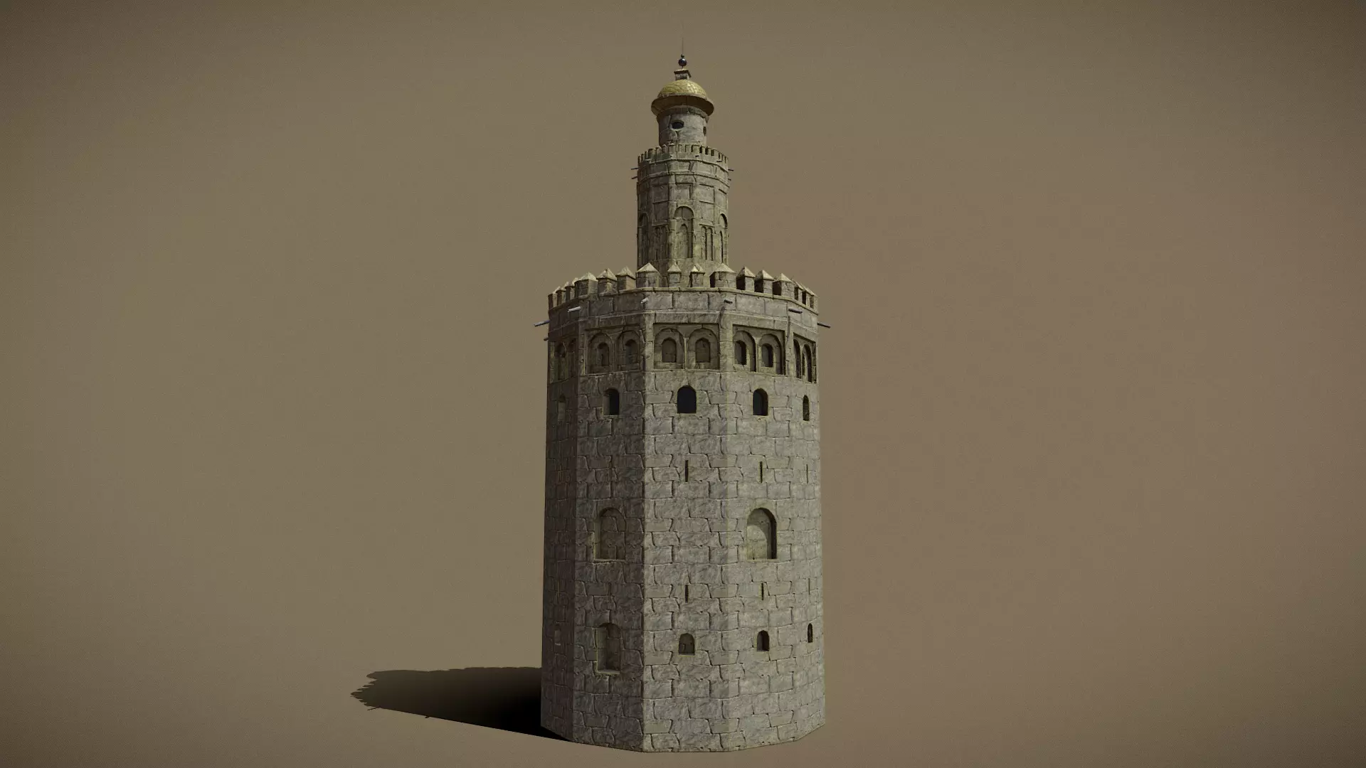 Torre Del Oro - Stylised Low-poly 3D model