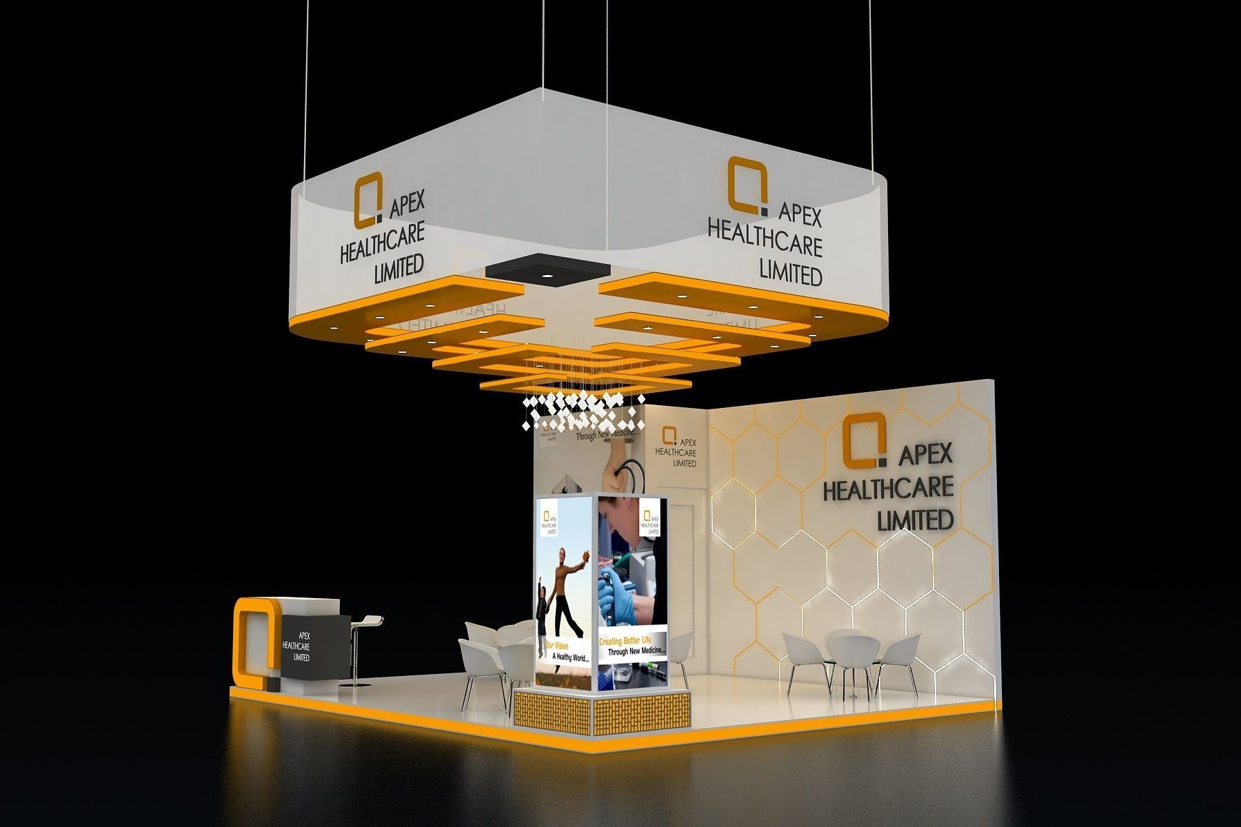 Exhibition Stall  6X5Mtr Three Side open 3D model_2