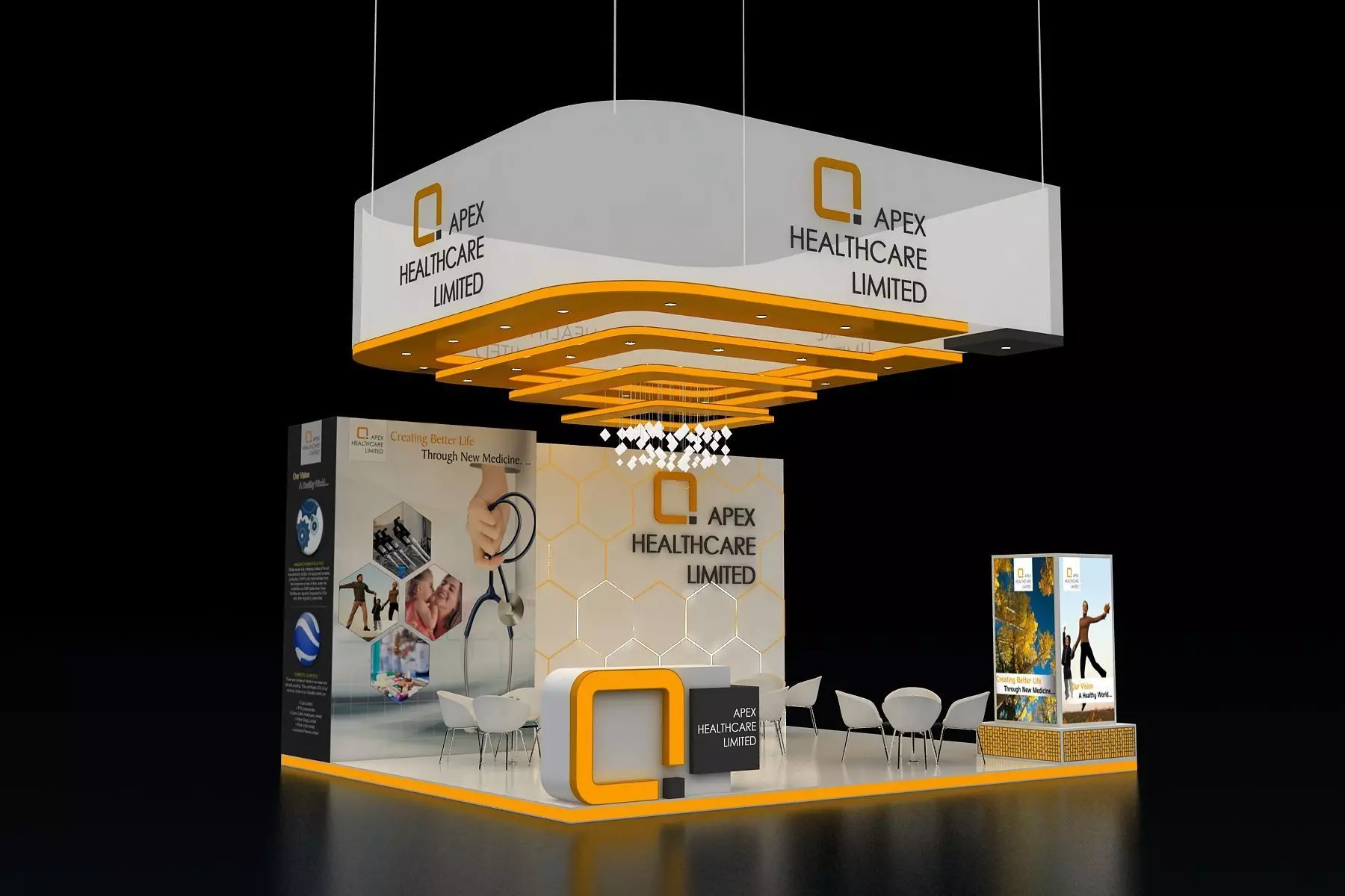 Exhibition Stall  6X5Mtr Three Side open 3D model_0