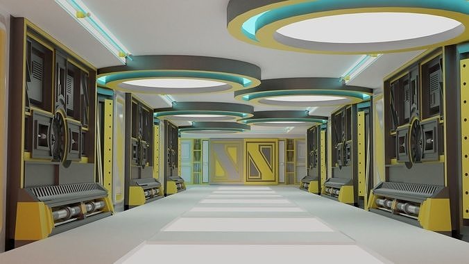 sci fi corridor 3D model