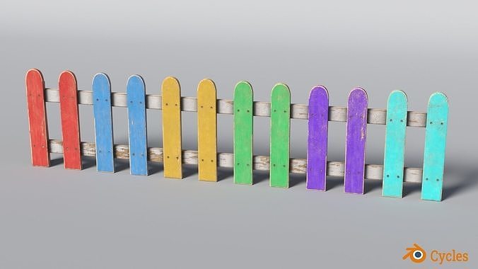 Wooden Fence Low-poly 3D model