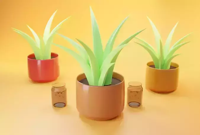 Low-Poly Plant Decorations