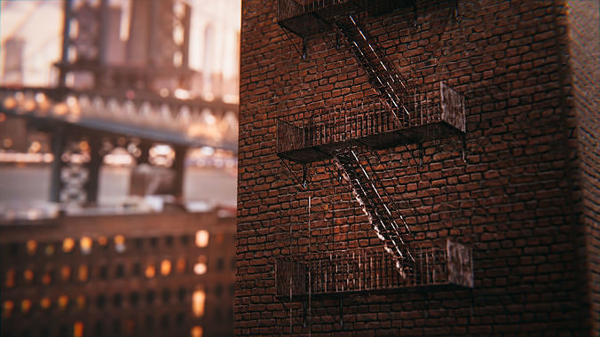 Fire escape stairs 3D model